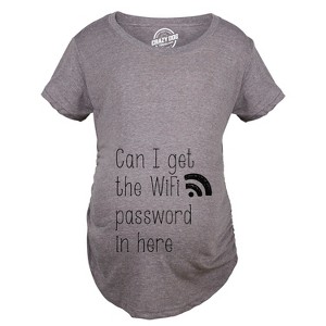 Womens Can I Get The Wifi Password In Here Maternity T Shirt Funny Pregnancy Tee - Crazy Dog Maternity T Shirt - 1 of 4