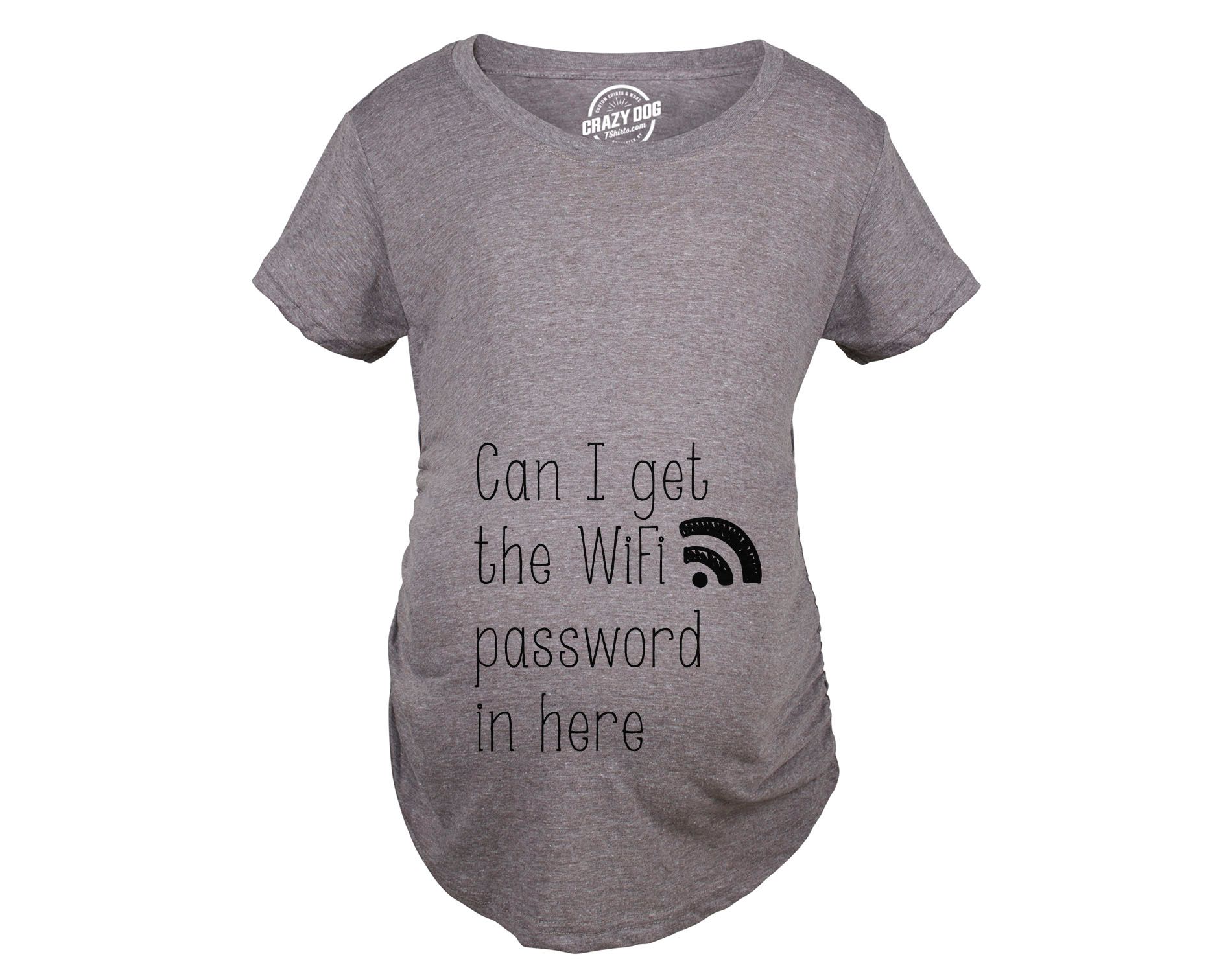 Womens Can I Get The Wifi Password In Here Maternity T Shirt Funny Pregnancy Tee - Crazy Dog Maternity T Shirt For Nerds Dark Grey XL