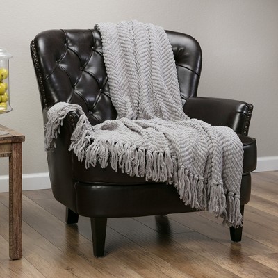 Chanasya Textured Knit Throw Blanket with Tassels
