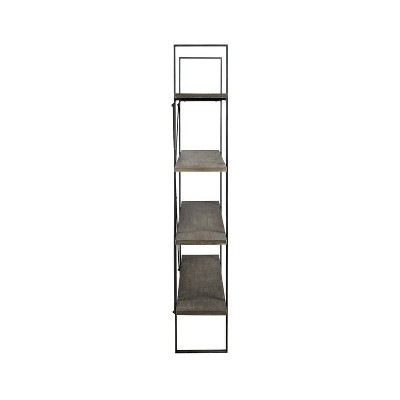 Gilesgrove Industrial Black Wood and Metal 4-Shelf Bookcase
