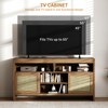 58" Rattan TV Stand for TVs up to 65", Farmhouse Media Console with 4 Open Shelves & 2 Rattan Door Cabinets - 4 of 4