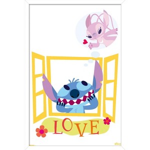 Trends International Disney Lilo & Stitch (2002) - Window Love with Angel Framed Wall Poster Prints - 1 of 4