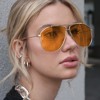 Anna-Kaci Women's Retro Aviator Sunglasses Gold Frame - 3 of 4