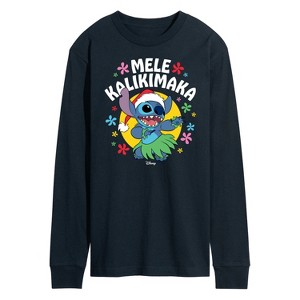 Men's - Lilo and Stitch - Mele Kalikimaka Long Sleeve Graphic T-Shirt - 1 of 3