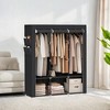 Portable Wardrobe Closet Organizer Large Capacity with Fabric Cover Hanging Rods and Shelves for Bedroom Heavy Duty Clothes Rack - 3 of 4