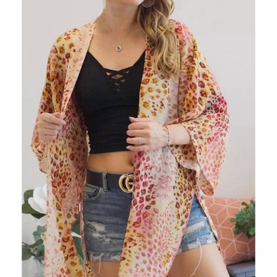 Women's Open Front Leopard Print Duster - ADORA