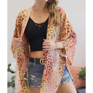 Women's Open Front Leopard Print Duster - ADORA - 1 of 3