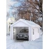 Car Awning 10x20FT Single Box with 0.8MM Steel Tube, 38MM Frame, 180G PE Top Cloth, 140G PE Side Tarpaulin, Mesh Windows with Cover and Zipper Door - 4 of 4