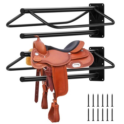 VEVOR 2-Pack Folding Saddle Racks - Heavy Duty Steel Horse Saddle Stands With 132lb Capacity