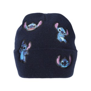 Disney Stitch Printed Character Patches Navy Cuff Beanie - 1 of 4