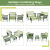 Tangkula 4PCS Round Wicker Conversation Set W/ Cushions Tempered Glass Side Table Patio - 2 of 4