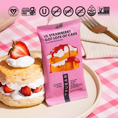 TRUBAR 12g Plant Based Protein Bars - Lil Strawberry Gots Lots of Cake - 5ct: Chewy, Ready to Eat, 8.8 oz
