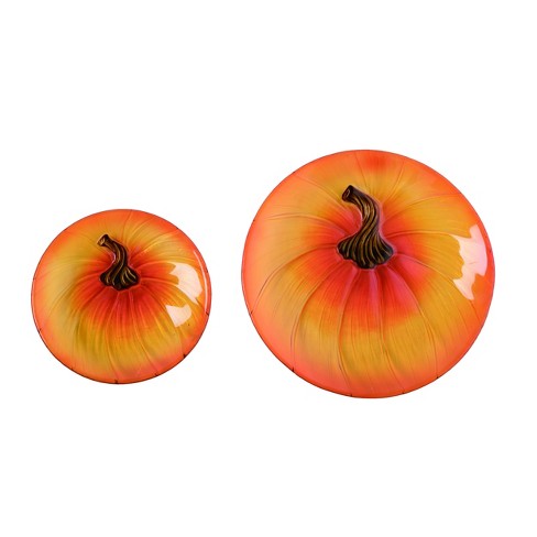 Transpac Glass 12 in. Orange Harvest Fused Pumpkin Plate Set of 2 - image 1 of 2