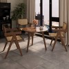 Mid Century Accent Chairs Set of 2,Rubber Wood Accent Chair with Rattan Back and Armrest,Modern Accent Chair for Living Room or Dining-Koiai - 2 of 4