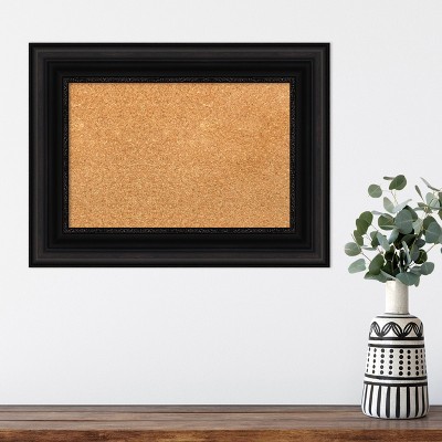 Parlor Black Framed Corkboard with Ornate Design, 24x18