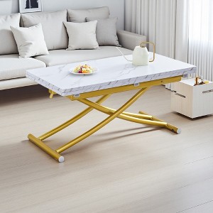 Wood-Texture Lift Coffee Table (MDF & Metal) - 1 of 4