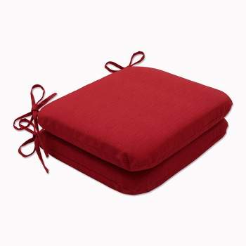 2pc 18.5" x 15.5" Outdoor/Indoor Rounded Chair Pad Splash Flame Red - Pillow Perfect