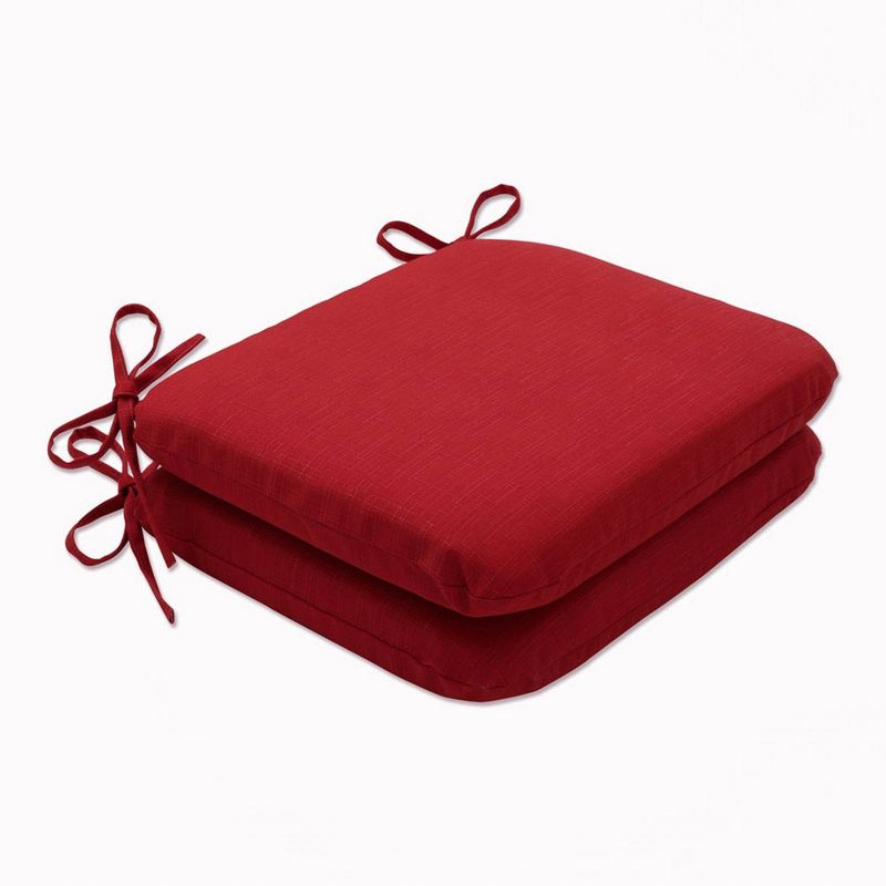 2pc 18.5&#34; x 15.5&#34; Outdoor/Indoor Rounded Chair Pad Splash Flame Red - Pillow Perfect, 1 of 10