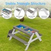 37.00"Kids Outdoor 3-in-1 Wooden Picnic Table With Umbrella, Convertible Sand & Wate,Gray - 3 of 4