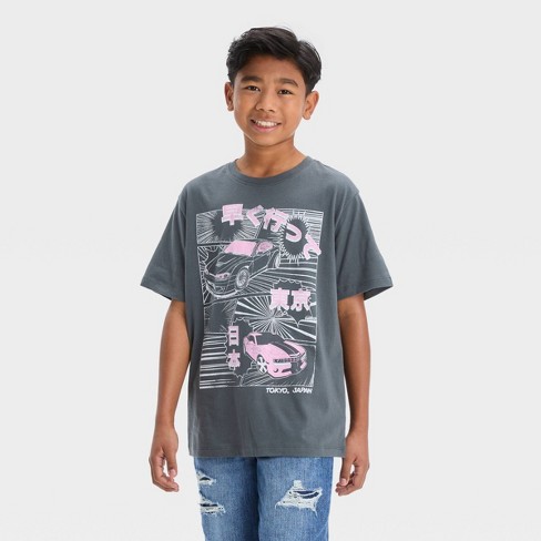 Boys' Japanese Race Cars Short Sleeve T-shirt - Art Class™ Gray Target