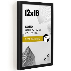 Americanflat 12x18 Poster Frame with Polished Plexiglass - Soho Collection - Gallery Style Deep Molding Picture Frames for Wall Display - Black - 1 of 4
