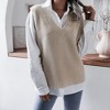 Women's Sweater Vest V Neck Relaxed Fit Knit Vest Sleeveless Casual Sweater Waistcoat - 4 of 4