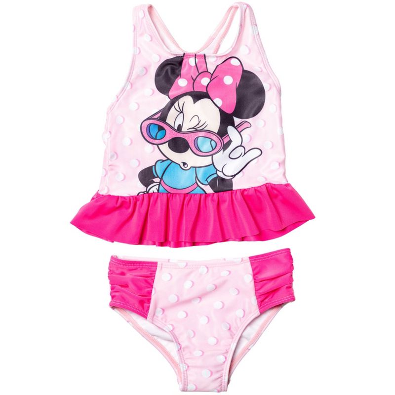 Disney Minnie Mouse Baby Girls Racerback Tankini Top and Bikini Bottom Swim Set Toddler, 1 of 6
