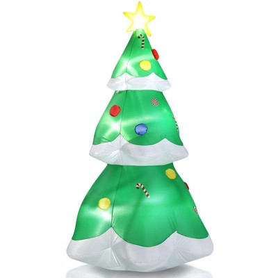 NAYSAYE Christmas Inflatable Holiday Decorations 6.9FT Tree with Star Topper and Ornaments, Green and Red, 43.3"*43.3"*82.7"