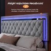 Bed Frame with LED Lights&Storage Drawers, Velvet Upholstered Platform Bed - 4 of 4
