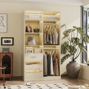 Besiost 36-In Closet Organizer with Wood Drawers, Freestanding Closet System with Hanging Rods - 1 of 4