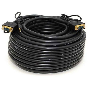 Monoprice Super VGA Cable - 100 Feet - Black | VGA/SVGA Male to Male Monitor Cable w/Stereo Audio and Triple Shielding, 22AWG conductor - 1 of 2