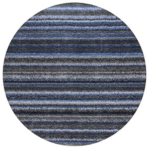 Denim Blue And Gray Striped Washable Indoor Outdoor Area Rug - 1 of 4