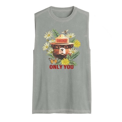 Men's Smokey Bear Tank Top - Olive Green