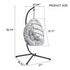 NAYSAYE Patio Swing Heavy Duty Iron Hanging Chair with Wicker Weave and Cushion for Garden and Balcony Relaxation, Light Gray, 36.61"*78.74"*50" - 3 of 4
