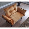 TiramisuBest Metal Legs Futon Loveseat, Black Chenille Upholstery, Compact 2-Seater Sofa, Durable Metal Frame, Easy Assembly - 3 of 4
