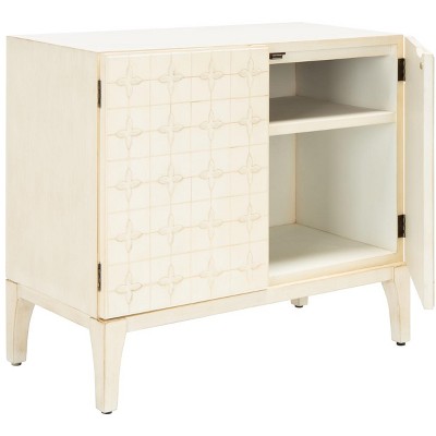 Antique White Mid-Century 2 Door Chest with Shelf