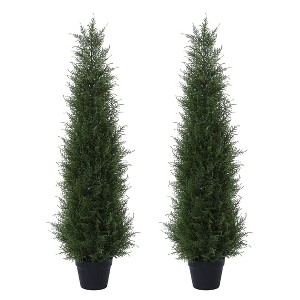 DR.Planzen Faux Cypress Topiary Trees for Outdoors, Fake Cypress Trees for Home Decor Office Living Room Porch Patio Perfect Housewarming Gift - 1 of 4