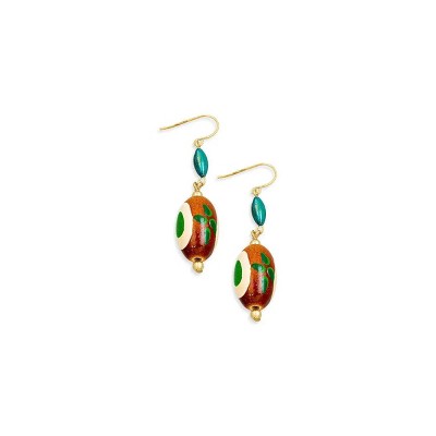 Slickblue Women's Boho Earrings, 2.5" Oval Wood Bead Drop, Festival Style Jewelry, Chic Look, Multi Color