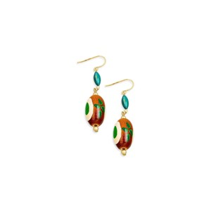 Slickblue Women's Boho Earrings, 2.5" Oval Wood Bead Drop, Festival Style Jewelry, Chic Look, Multi Color - 1 of 4