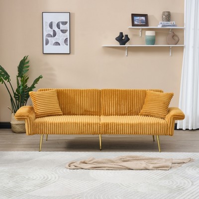 SKRAN Convertible Sleeper Sofa Bed with Phone Holder & USB Ports,3in1 Velvet Tufted Pull Out Sofa Couch,for Living Room Apartment,Adjustable Backrest