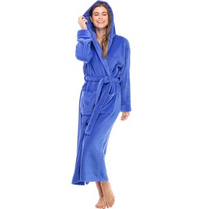 ADR Plush Fleece Women's Robe, Long Hooded Women's Bathrobe, Soft Cozy Women's Bath Robe & Plus Sizes - 1 of 4