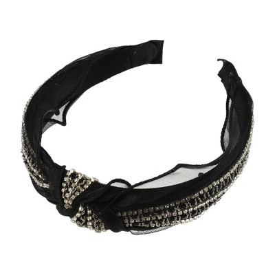 Unique Bargains Women's Fashion Rhinestone Knotted Headbands Black 1 Pc