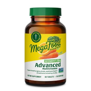 MegaFood Women's 55+ Advanced Multivitamin w/ Choline, Vitamin D3, Vitamin B12 & Biotin - Doctor Formulated - Optimal Aging, Vegetarian, 60 Tabs. - 1 of 4