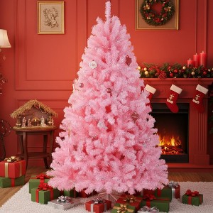 KRISRATE 6FT Premium Hinged Artificial Christmas Tree, 1455 PVC Branch Tips, Easy Assembly & Party Decoration, Foldable Metal Stand, Pink/Green/Black - 1 of 4