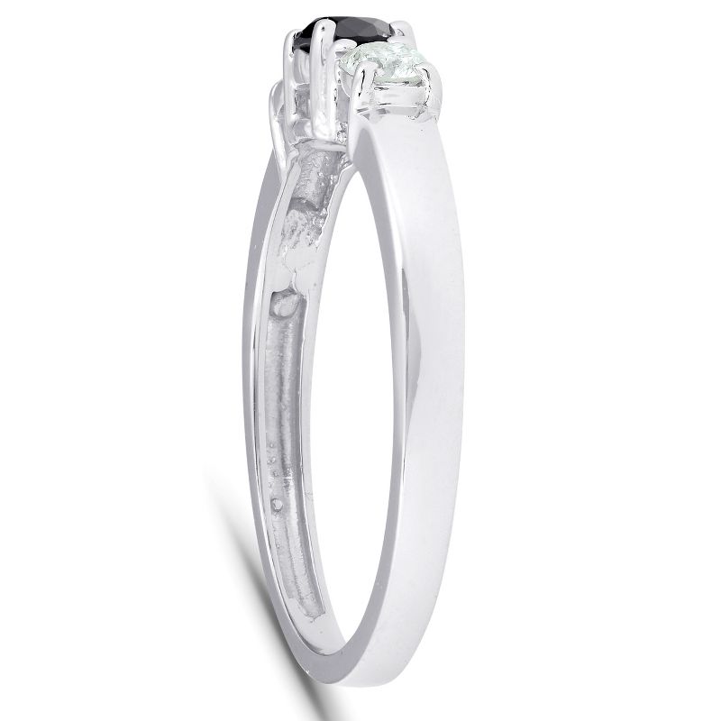 Pompeii3 1/2ct Black & White Diamond 3-Stone Engagement Ring 10K White Gold, 2 of 6