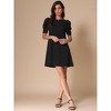 INSPIRE CHIC Women's Casual Gigot Sleeve Solid Crew Neck Stretchy Shift Mini Dress - 3 of 4