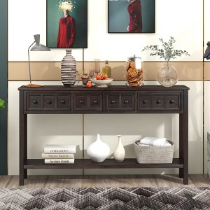 XIYUYEU Rustic Console Table with Storage,Two Size of 4 Drawers & Long Shelf,Foyer Tables for Entryway,Hallway - 1 of 4