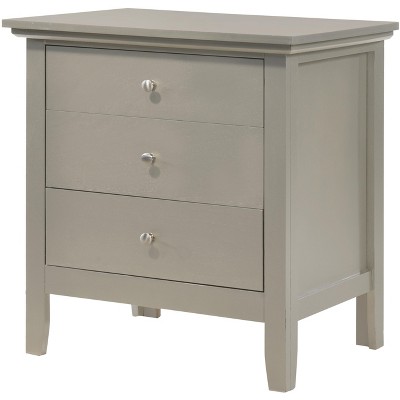 Hammond Silver Champagne 26" Wood 3-Drawer Nightstand