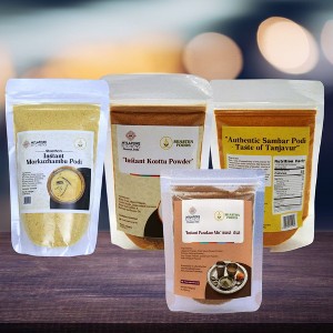 Mylapore Kitchen Mix Combo E - Authentic Sambar Podi 100g, Instant Kootu Powder 100g ,Panakam mix 50g & Instant Morkuzhambu Mix 150g - Pack of 4 - 1 of 4