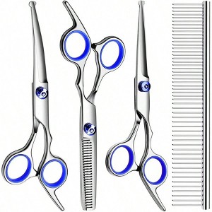 BABYYER Professional Dog Grooming Scissors Kit, Titanium Coated Dog Scissors for Grooming, 3 in1 Grooming Shears Kit - 1 of 4